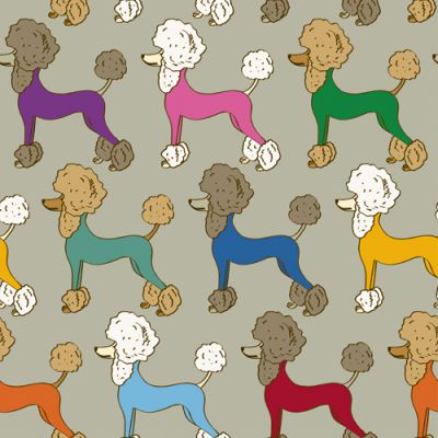 Seamless pattern of poodle dogs